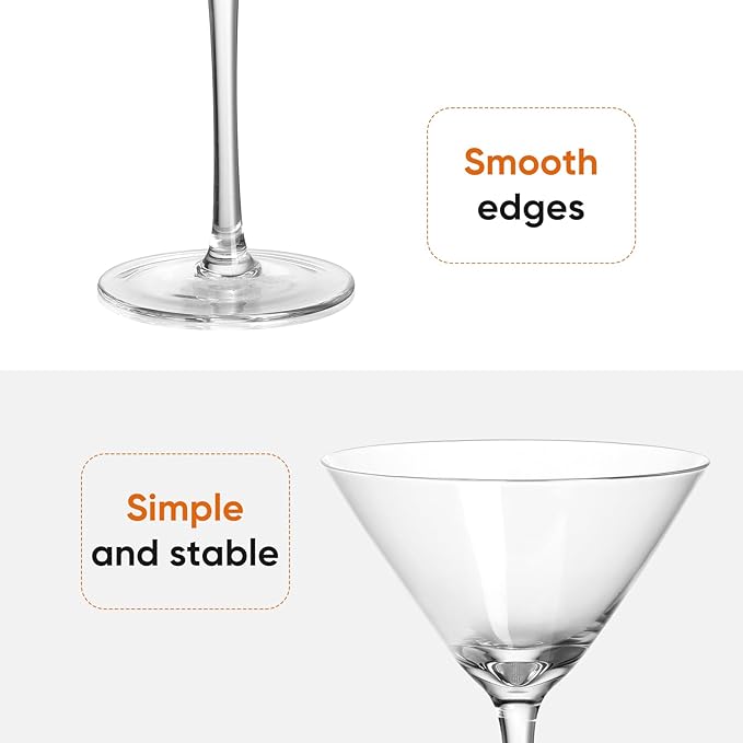 Martini Glasses Set of 2,Hand-blown 9.2OZ Crystal Cocktail Glasses for Espresso Martini,Cosmopolitan,Manhattan,Gimlet,Home Bar,Cocktail Party,Stemless Martini Glassware Gift Set