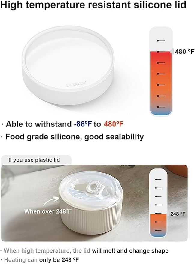 LE TAUCI Ramekins with Silicone Lids, 4 OZ Ceramic Soufflé Dishes, Ramekin Bowls for Crème Brûlée, Dessert, Dips, Oven & Microwave Safe, Set of 4, White