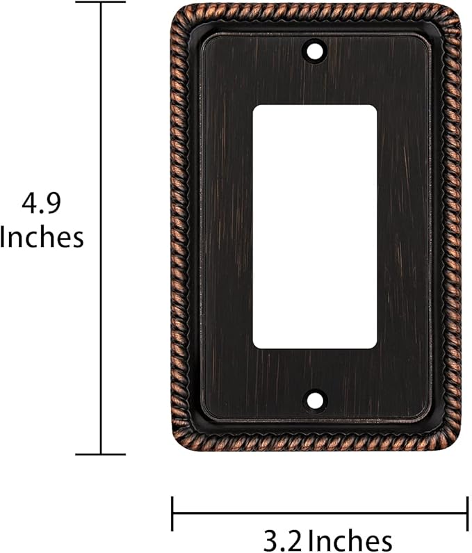 Henne Bery Rope Edge Decorative Wall Plate Switch Plate Outlet Cover (Single Decorator, 2 Pack, Aged Bronze)