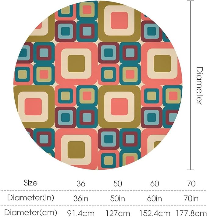Abstract Geometric Round Tablecloth, Mid Century Modern Middle Century Abstract Patterns Print Tablecloth for Home Party Dining Room Kitchen Decor 36Inch(90cm)