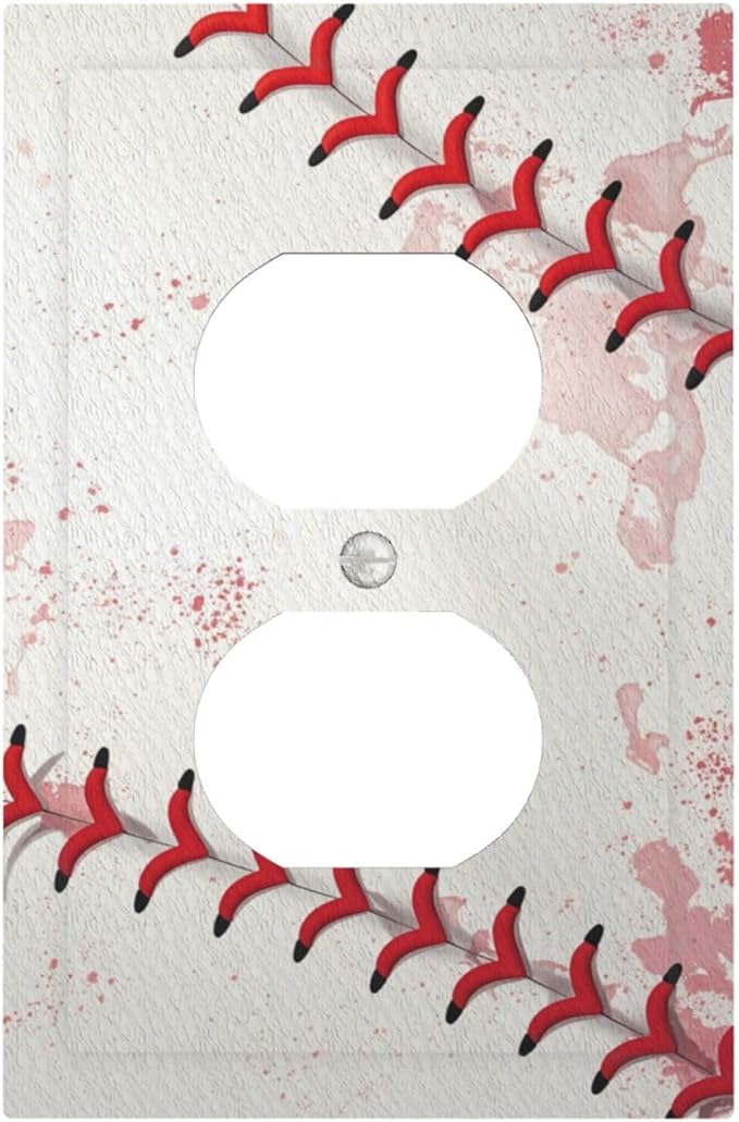 Outlet Covers Baseball Sports Ball Game 1 Gang Duplex Light Switch Cover Plate Decorative Wall Plates Electrical Switchplate Receptacle for Bathroom Bedroom Decor（2 Pack）