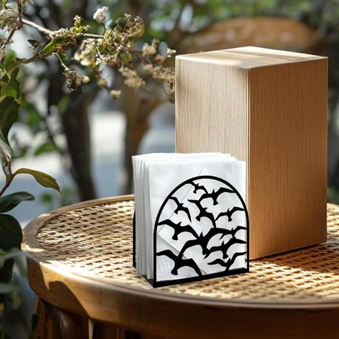 Flock of Birds Decorative Black Metal Napkin Holder for Table, 5.3" x 4.9" x 1.9" Animal Birds Standing Napkin Holder for Home Kitchen Restaurant Picnic Party Coffee Bar Dining Room