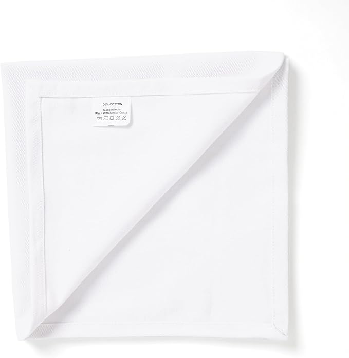 ACCENTHOME Cloth Napkins Set of 6 18x18 inch 100% Cotton Dinner Napkin Washable Hotel Quality Reusable Kitchen & Table Linen for Fall Thanksgiving Family Dinners Weddings & Everyday Use - White