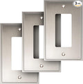 Henne Bery Soft Modern Decorative Wall Plate Switch Plate Outlet Cover (Single Decorator 3PK, Satin Nickel)