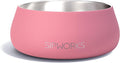 Sipworks Stainless Steel Dog Bowl – 32oz Weighted Metal Food and Water Bowls for Dogs and Cats with Non-Slip Base - Pet Bowls for All Breeds Sizes for Travel & Outdoor Play | Bubblegum