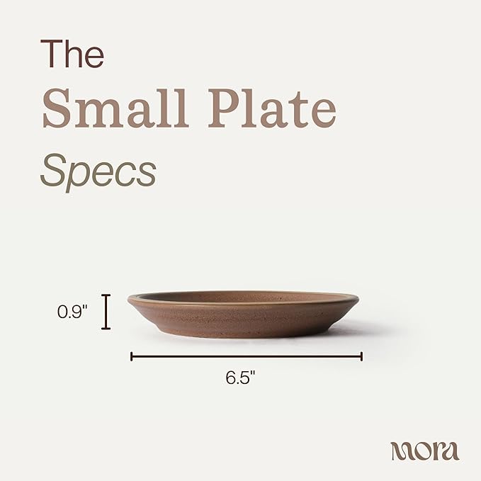 MORA Small Plates Set of 4, 6.5 inch Ceramic Pottery Dessert Plates - Microwave, Oven and Dishwasher Safe - Harvest