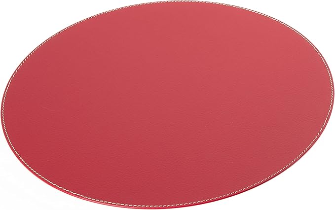 Nikalaz Round Placemats Set (Pack of 4) Recycled Leather Table Mats 15 inches, Kitchen Dining Table Decor by Nikalaz (Red)