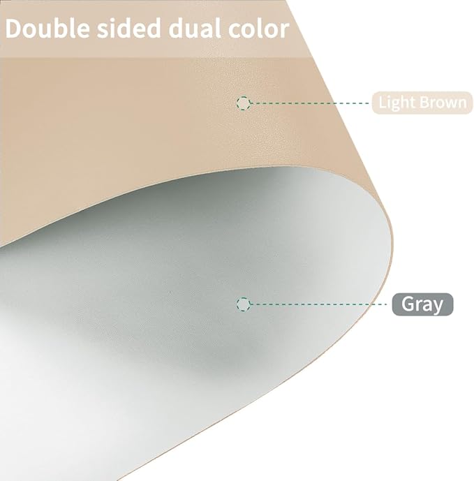 Round Table Pad,1.8mm Thick,Dia.40 Inch,Round Leather Table Cover,Round Table Protector,Round Dining Table Protector,Round Table Top Protector.(Dia.40,Light Brown+Gray)