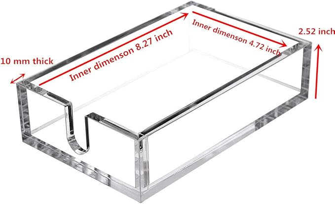 CY craft Acrylic Guest Towel Napkin Holder,Clear Bathroom Paper Hand Towels Storage Tray Modern Buffet Napkin Caddy,Fancy Flat Napkin Holders For Kitchen or Dining Room,9x5.5x2.5 Inch,Pack of 1