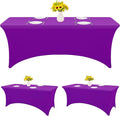 HAISIWLKJ 3 Pack Table Cloth 8ft Purple Tablecloths for Rectangle Folding Table Spandex Fitted Stretch Table Cover Wrinkle Resistant Washable Table Protector for Party, Wedding, Banquet, Festival.