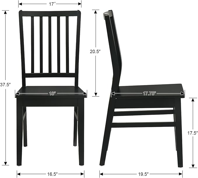 Black Wooden Dining Chairs Set of 4, Farmhouse Dining Room & Kitchen Chair with High Back, Spindle Windsor Armless Side Chair for Living Room Dining Room Kitchen Restaurant Balcony