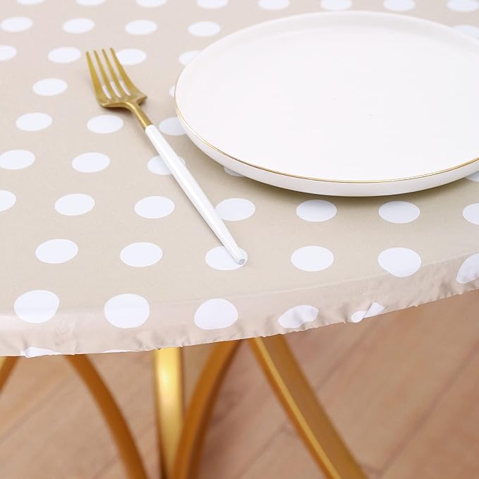 Walrus Round Vinyl Fitted Tablecloth with Flannel Backing Elastic Edge Design Table Cover Waterproof Oil-Proof PVC Table Cloth Stain-Resistant Best for 32"-36" Round