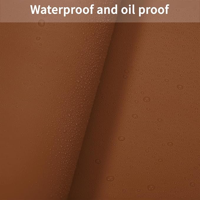 Round Table Pad, 1.8mm Thick, Dia.24 Inch, Leather Table Cover, Dining Table Protector, Table Top Protector (Dia.24, Brown+Gray)
