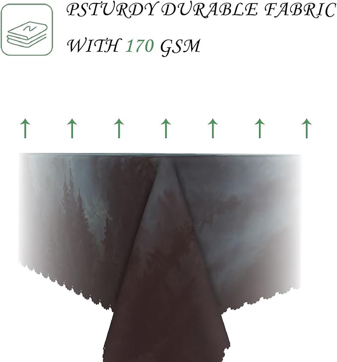 60x120 Inch Nature Rectangular Tablecloth Misty Forest Mountain Table Cloth Waterproof Durable Table Cover for Holiday Picnic Dinner BBQ Decor