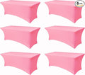 Table Cover for 6 Foot Rectangle Tables-6 Pack Pink Fitted Stretch Tablecloth-Elastic Spandex Tablecloths for Party, Wedding, Vendor Booth Display, Banquet Buffet Event, Craft Trade Show