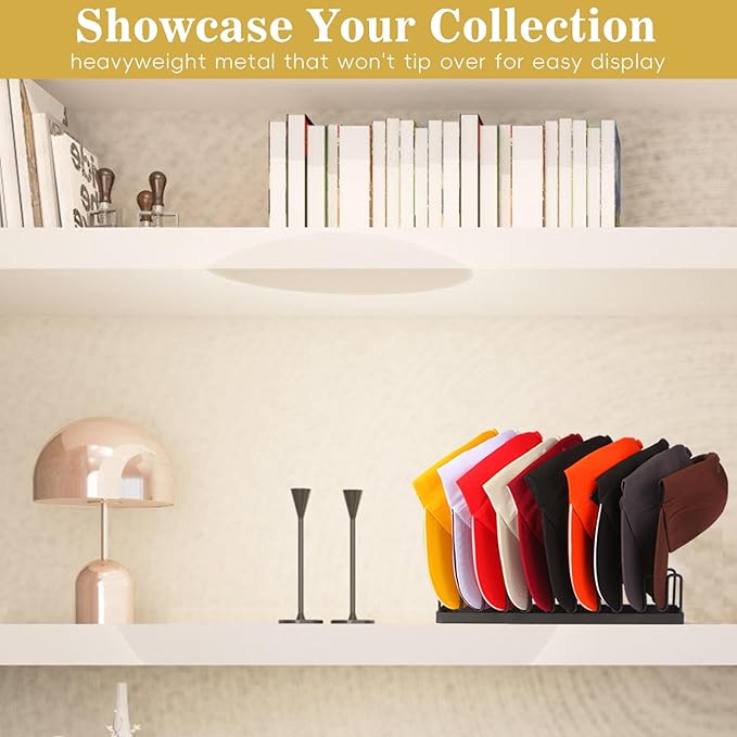 Hat Organizer for Baseball Caps Hat Rack Hat Storage Holder for 20 Baseball Caps, Tabletop Hat Rack Stand Display for Desk Closet Shelf Dresser 2 Pack