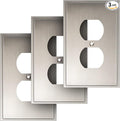 Henne Bery Soft Modern Decorative Wall Plate Switch Plate Outlet Cover (Single Duplex 3PK, Satin Nickel)