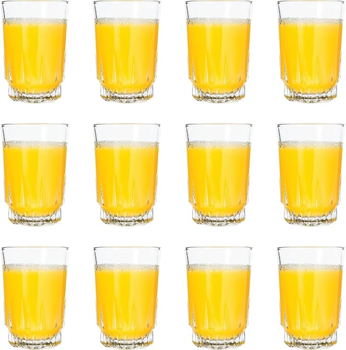 Vikko 5 Ounce SMALL Glasses, Heavy Base Clear Tumbler, Cup for Drinking Orange Juice, Water, Kids Glass Drinking Glasses, 5 oz Juice Glass, Set of 12