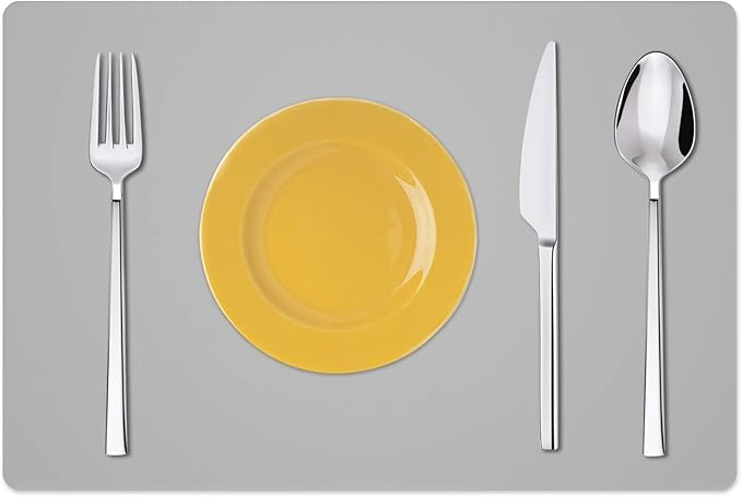 Silicone Placemats, Food-Grade Non-Slip Waterproof, Dining, Stain Resistant, Countertop Protector, Kitchen Counter Mat, Heat Resistant, Baking mat Dishwasher Safe (23.6"×15.7"-1pack, Gray)