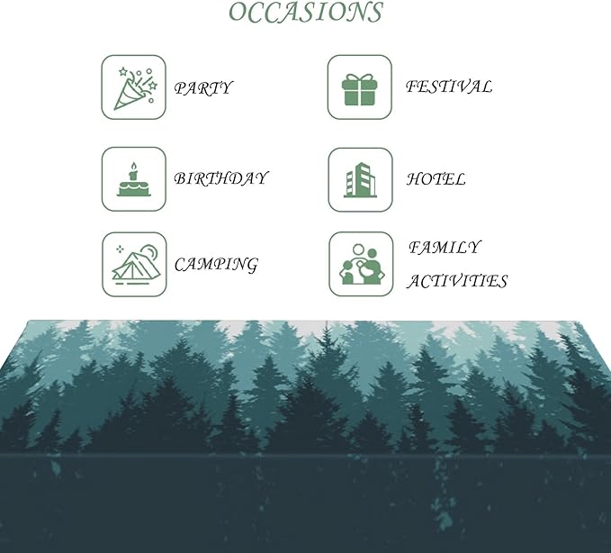 54x78 Inch Nature Rectangular Tablecloth Forest Silhouette Painting Table Cloth Waterproof Durable Table Cover for Picnic Indoor Gaming Room Decor
