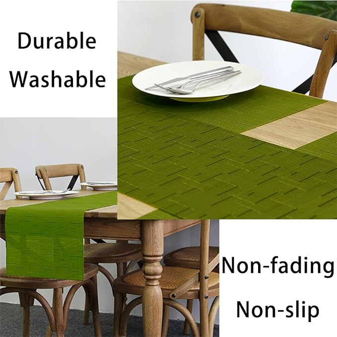 PIGCHCY Placemats Set of 12 Washable Durable Place Mats Vinyl Heat Resistant Non-Slip Table Mats Indoor Outdoor (Sage Green)