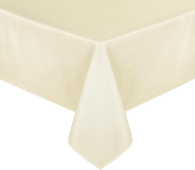 JIUZHEN Square Table Cloth Faux Linen Farmhouse Tablecloth Wrinkle & Stain Resistant Table Cover for Kitchen Dining, Holiday Party Dinner, Champagne, 70 x 70 Inch