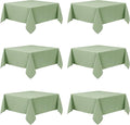 6-Pack Sage Green Tablecloths for Square Tables, 70 x 70 Inches, Stain-Resistant Polyester Fabric for 3 Foot Tables - Washable Table Covers for Weddings, Banquets, Birthday Parties, Events