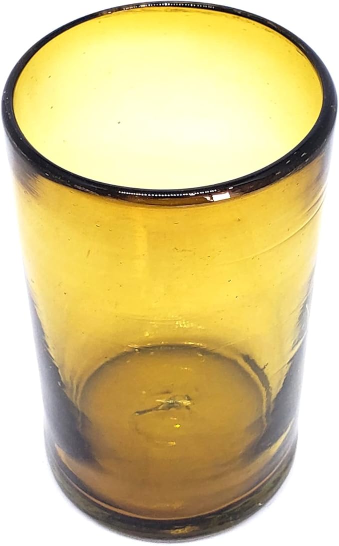Solid Amber 14 oz Drinking Glasses (set of 6), Recycled Glass, Lead-free, Toxin-Free (14oz Drinking)