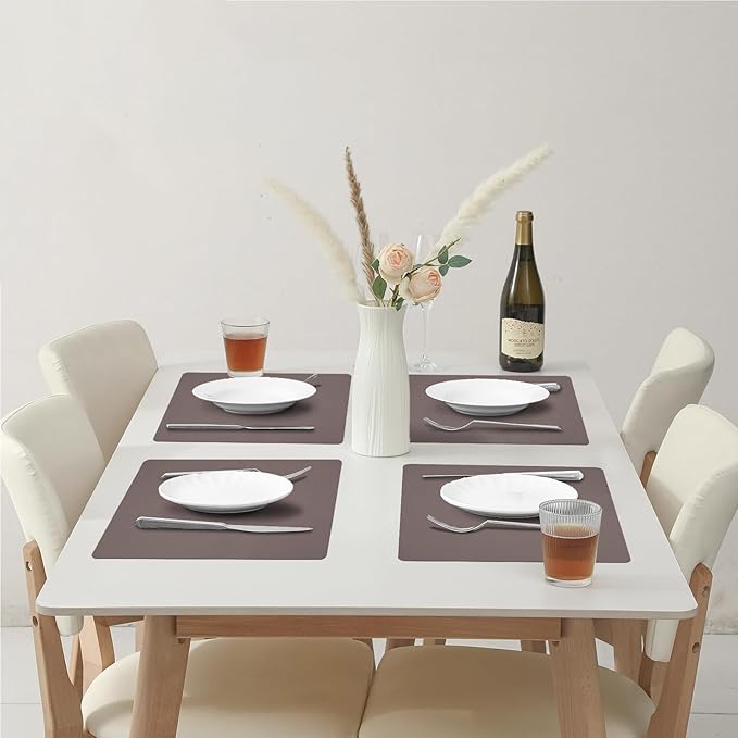 Silicone Placemats Set of 4, Heat Resistant Table Mats,Non-Slip Mats,Waterproof Placemats,Easy to Clean,Dustproof Mats,Perfect for Indoor & Outdoor Dining,12.6 x 17.7 inches by Siliconty (Dark Purple)