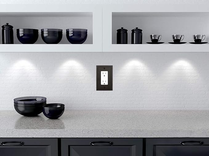 Modern Edge Decorative Wall Plate Switch Plate Outlet Cover, Durable Solid Zinc Alloy (Single Decorator 3PK, Matte Black)