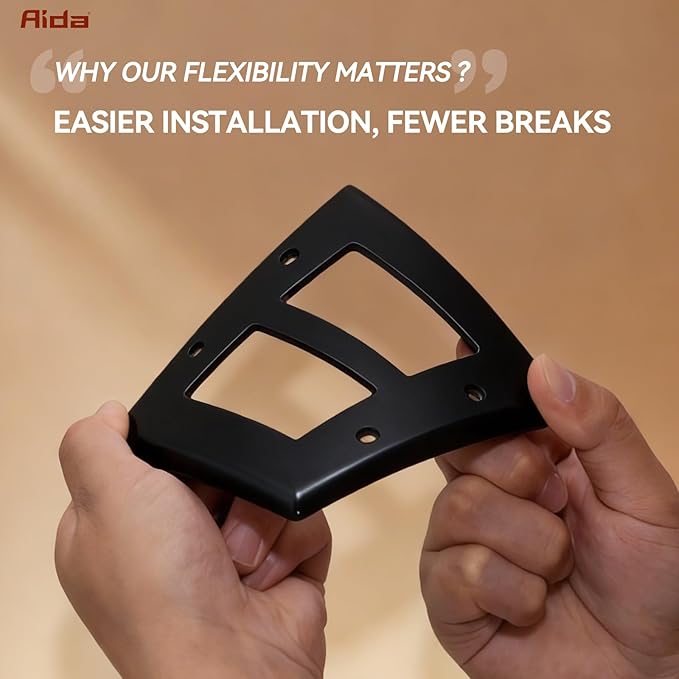 AIDA 2-Gang Decorative Wall Plates, 4.88" H x 4.94" L - Unbreakable Thermoplastic Faceplate Cover for Outlets and Switches, UL Listed - (1 Pack, Glossy Black)