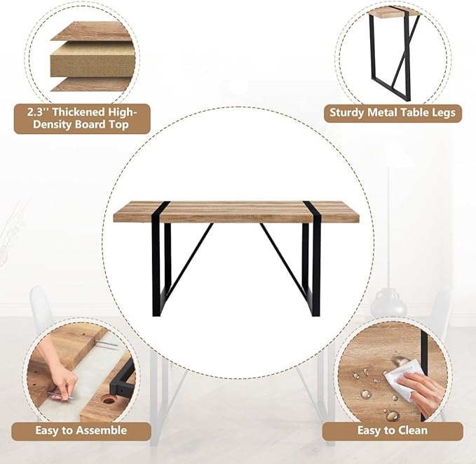 Dining Table Set for 8，9 Piece Dining Table Set，71'' Kitchen Table and Suede Nap Fabic Chairs Set of 8，for Kitchen Dining Room