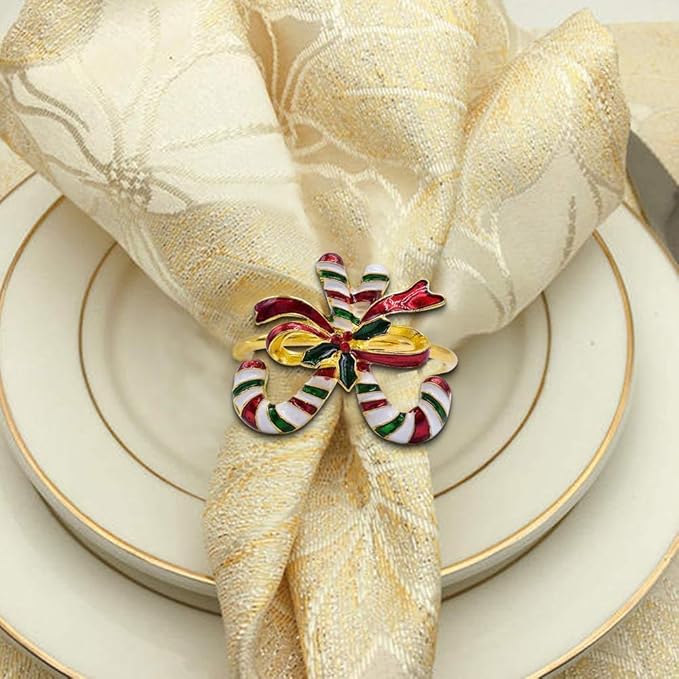 Napkin Rings Set of 6 Napkin Rings for Dinner Party, Wedding, Birthday Christmas, Holidays, Thanksgiving(Crutch)