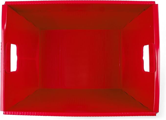Hudson Exchange 18.25 x 13.25 x 11.75 (3 Pack) Corrugated Space Age Handled Storage Container Mail Tote, Red