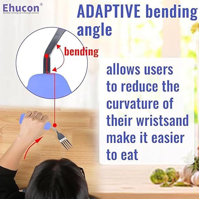 Adaptive Utensils Set for Hand Tremors,Arthritis and Parkinsons -Weighted Silverware with Non-Slip Handle to Easy Grip,Eating Flatware for Elderly Use (Left Hand 1fork+1spoon=1set,Purple)