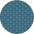 Elastic Tablecloth, Nautical Decorative Fabric Table Cover for, Anchors Maritime Theme Decor, Fit Round Tables 35inch Diameter, for Indoor Outdoor Fits, Petrol Blue Beige
