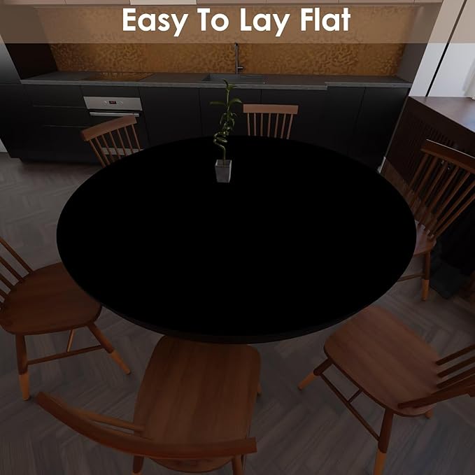 Round Table Pad,1.8mm Thick,Dia.26 Inch,Round Leather Table Cover,Round Table Protector,Round Dining Table Protector,Round Table Top Protector.(Dia.26,Black+Black)