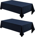 2 Pack Rectangle Tablecloth, 60x120 inch, Water Resistant Wrinkle Free Linen Textured Table Cloth Washable, Decorative Fabric Table Cover for Dining, Party and Camping, Navy Blue