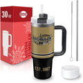 30 oz Tumbler with Handle and Straw,Car cup,Coffee Mug,100% Leakproof Insulated Tumbler with Lid and Straw,Made of Stainless Steel,Cup Holder Friendly Base,Classic Collection Gifts for Fans