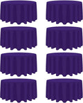 8 Pack Purple Round Tablecloth 90 Inch Stain and Wrinkle Resistant Round Purple Table Cloth Reusable and Washable Polyester Fabric for Valentine's Day Buffet Wedding Party and Banquet