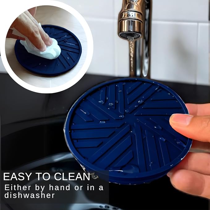 Silicone Coasters Set of 6 - with Holder - Smart and Modern Patterns That Holds Your Drink’s condensations, Protecting Your Coffee Table, Decor for Home, Office, bar