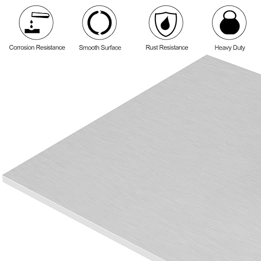 6061 T651 Aluminum Sheet Metal 8" x 12" x 1/4"(6MM) Flat Plain Thick Aluminum Plate Covered with Protective Film, 6MM Heat Treatable Rectangle Aluminum Metal Plate for Crafting, Industrial