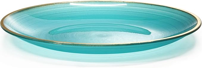 " OCCASIONS " 100 Plates Pack,(50 Guests) Premium Wedding Party Disposable Plastic Plates Set -50 x 10'' Dinner + 50 x 7'' Salad/Dessert (Belize in Aqua & Gold)