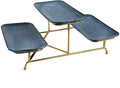 3 Tier Serving Trays for Party, 14.1 Inch Porcelain Serving Platters and Tiered Trays, Foldable Sturdy Gold Stand, for Food Display, Fruit, Cake Dessert, Decoration Entertaining, Blue