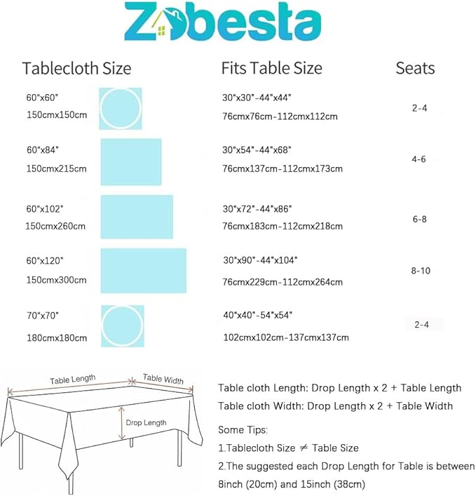 Zobesta Blue Square Table Cloth 70 x 70 Inch, Cotton Blue Linen Tablecloth Square, Heavy Weight Washable Farmhouse Soft Boho Tablecloth for Outdoor, Party, Holiday, Picnic, Dining