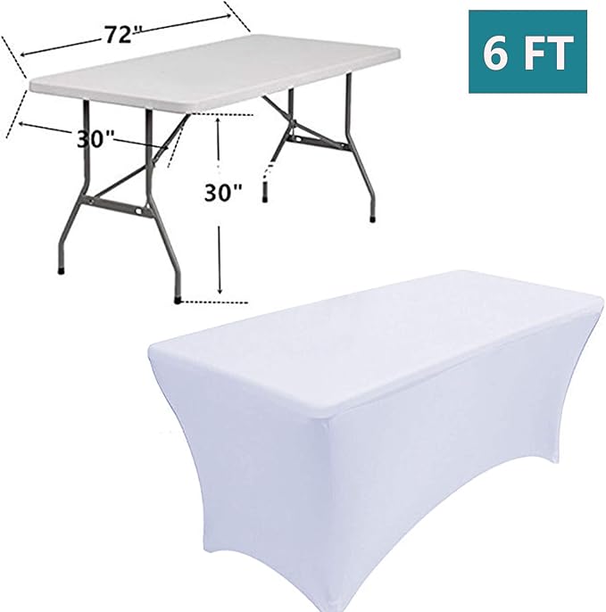 RELIANCER 1 Pack Stretch Spandex Table Covers for Rectangular Tables,6FT Elastic Fitted Tablecloth,Universal Rectangular Table Cloth Protector for Outdoor Party,Wedding,Bar,Birthday,Banquet,Events