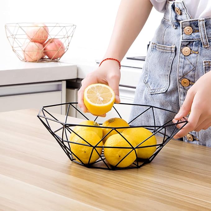 Metal Wire Fruit Bowl, Iron Arts Fruit Storage Baskets for Kitchen Counter, Countertop, Home Decor, Table Centerpiece Decorative hold Vegetables, Bread, Snacks, Potpourris