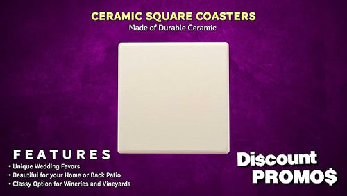 10 4" Square Ceramic Coasters Set - Cork Bottom, Serve Ware - Natural