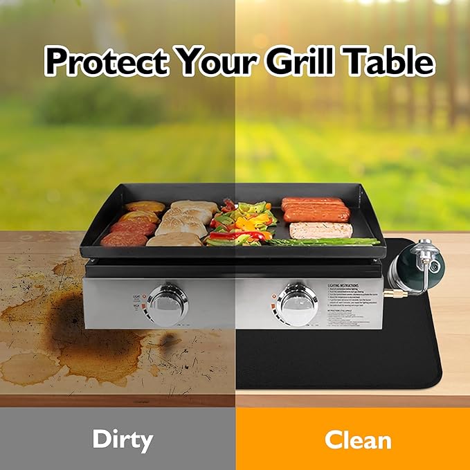 24x36in Heat Resistant Grill Mats for Outdoor Grill to Protect Your Prep Table and Outdoor Grill Table - Fire Proof & Water Proof & Oil Proof BBQ Mat - Black (0.6mm)