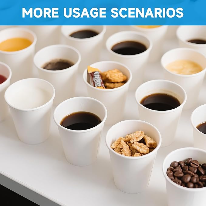 RACETOP 8 oz 1000 Pack Disposable Paper Coffee Cups, Paper Cups 8 oz Disposable, Ideal for Party, Home, Office
